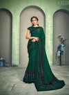 GREEN Colour Latest Designer Fancy Party Wear Sequins Embroidery Handwork Butta Heavy Silk Saree Collection 11608